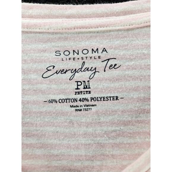 Sonoma Womens Everyday Tee Multi-Color Size PM Cotton Blend Short Sleeve - Picture 5 of 12